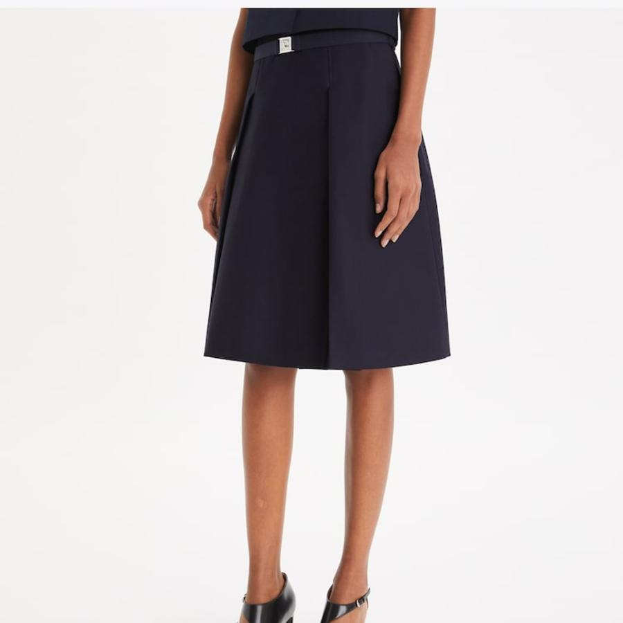 TORY BURCH Pleated Twill Skirt – Medium Navy