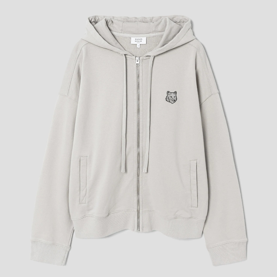 Maison Kitsune Men Bold Fox Head Patch Fullzip Oversize Hoodie - Truffle