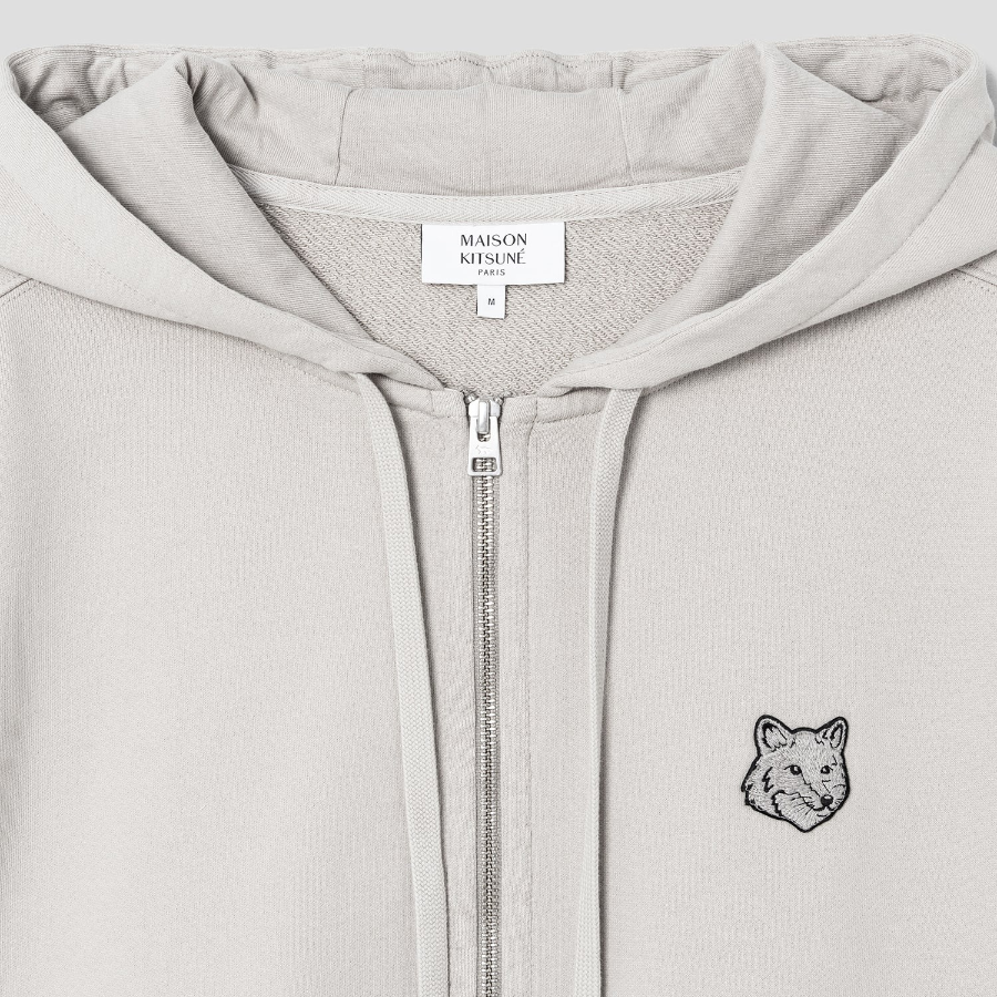 Maison Kitsune Men Bold Fox Head Patch Fullzip Oversize Hoodie - Truffle