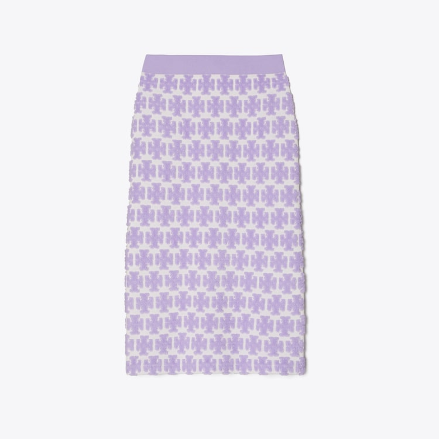 TORY BURCH Logo Bouclé Skirt – Lavender