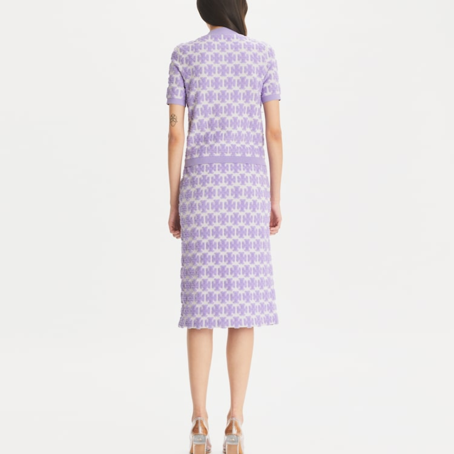 TORY BURCH Logo Bouclé Skirt – Lavender