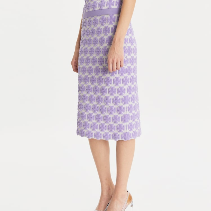 TORY BURCH Logo Bouclé Skirt – Lavender