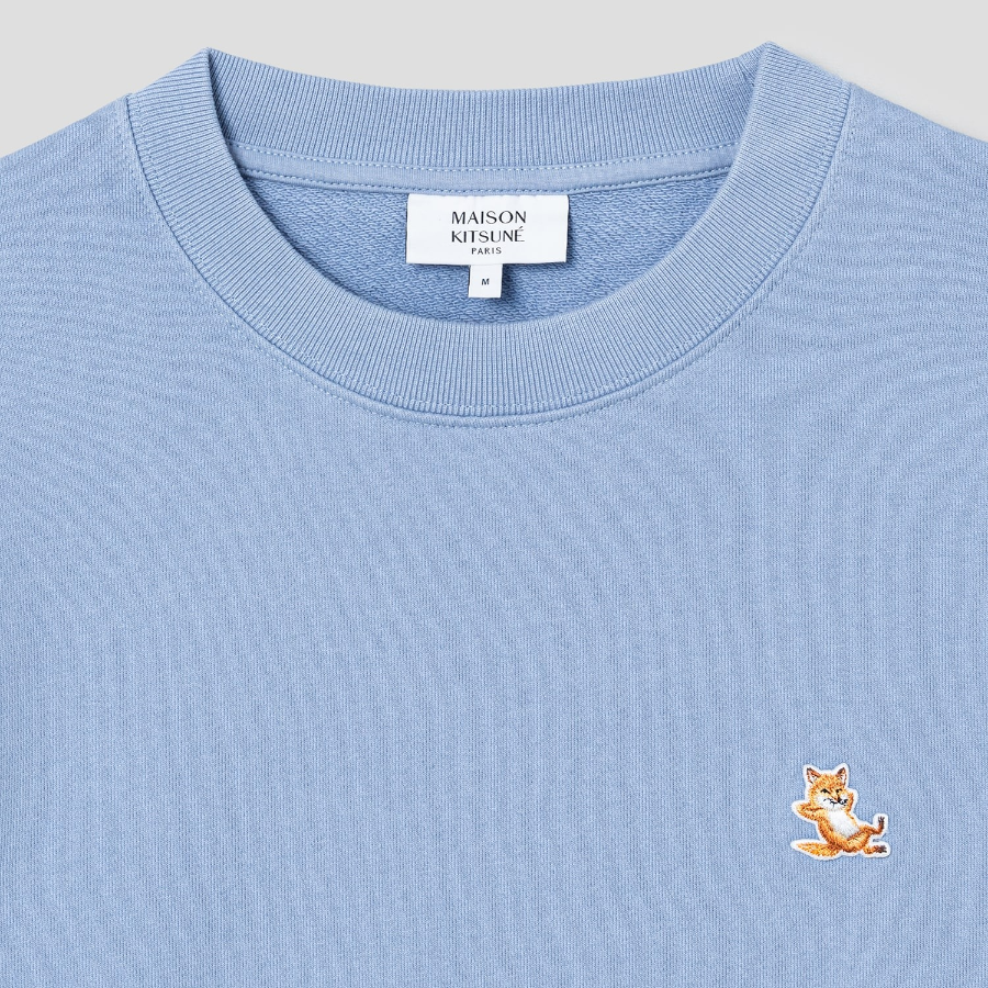 Maison Kitsune Men Chillax Patch Regular Sweatshirt - Beat Blue