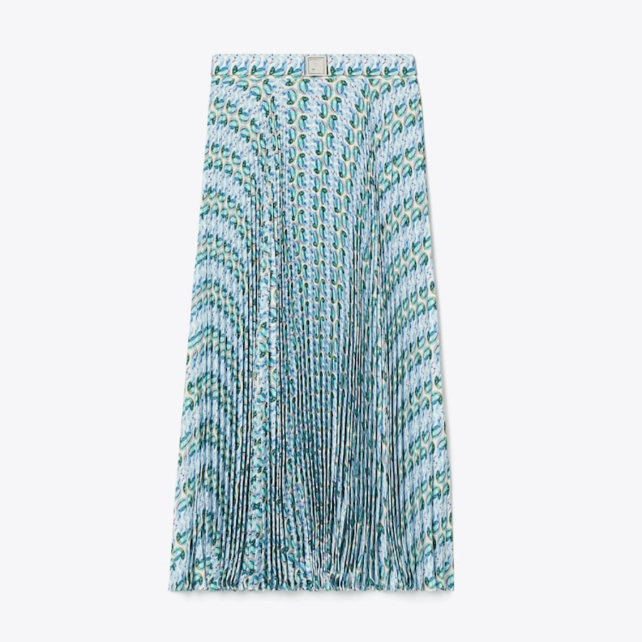 TORY BURCH Pleated Viscose Skirt – Blue