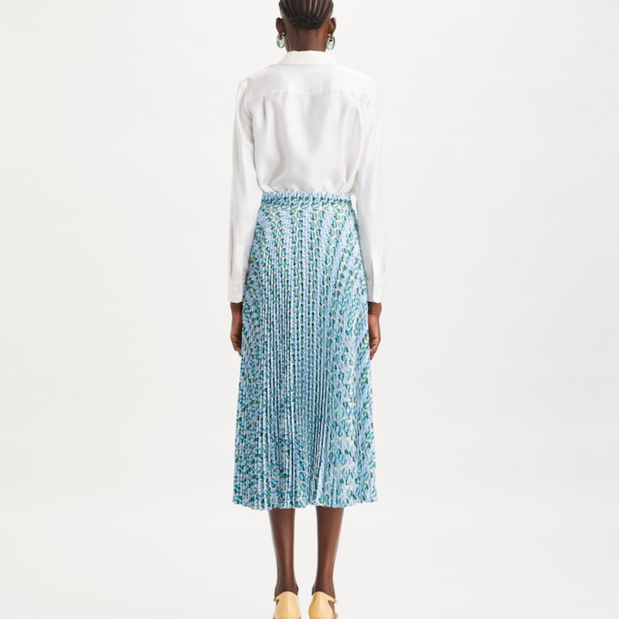 TORY BURCH Pleated Viscose Skirt – Blue