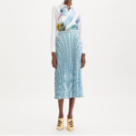 TORY BURCH Pleated Viscose Skirt – Blue