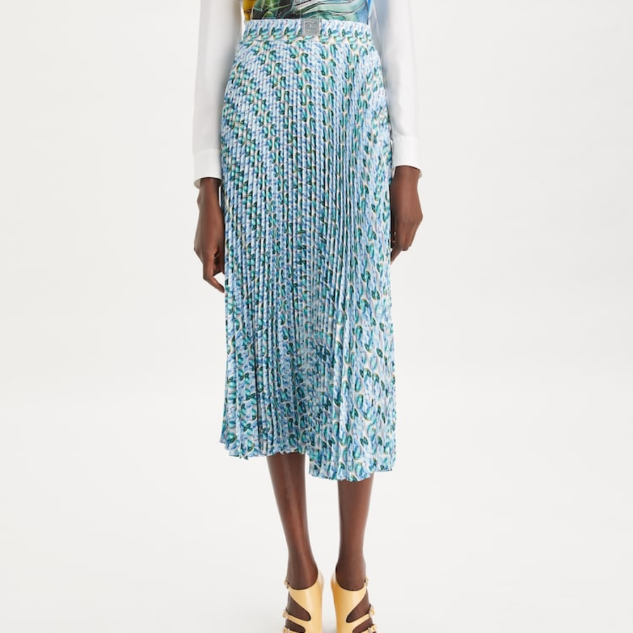 TORY BURCH Pleated Viscose Skirt – Blue