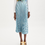 TORY BURCH Pleated Viscose Skirt – Blue