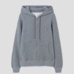 Maison Kitsune Men Bold Fox Head Patch Comfort Zipped Hoodie - Medium Grey Melange