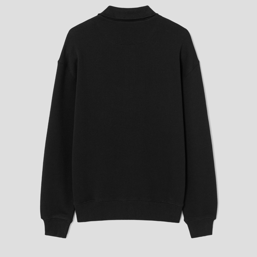Maison Kitsune Men Varsity Half Zip Comfort Sweater - Black