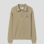 Maison Kitsune Men Bold Fox Head Patch Comfort Half Zipped Sweatshirt - Cardamon