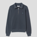 Maison Kitsune Men Bold Fox Head Patch Comfort Half Zipped Sweatshirt - Slate Grey