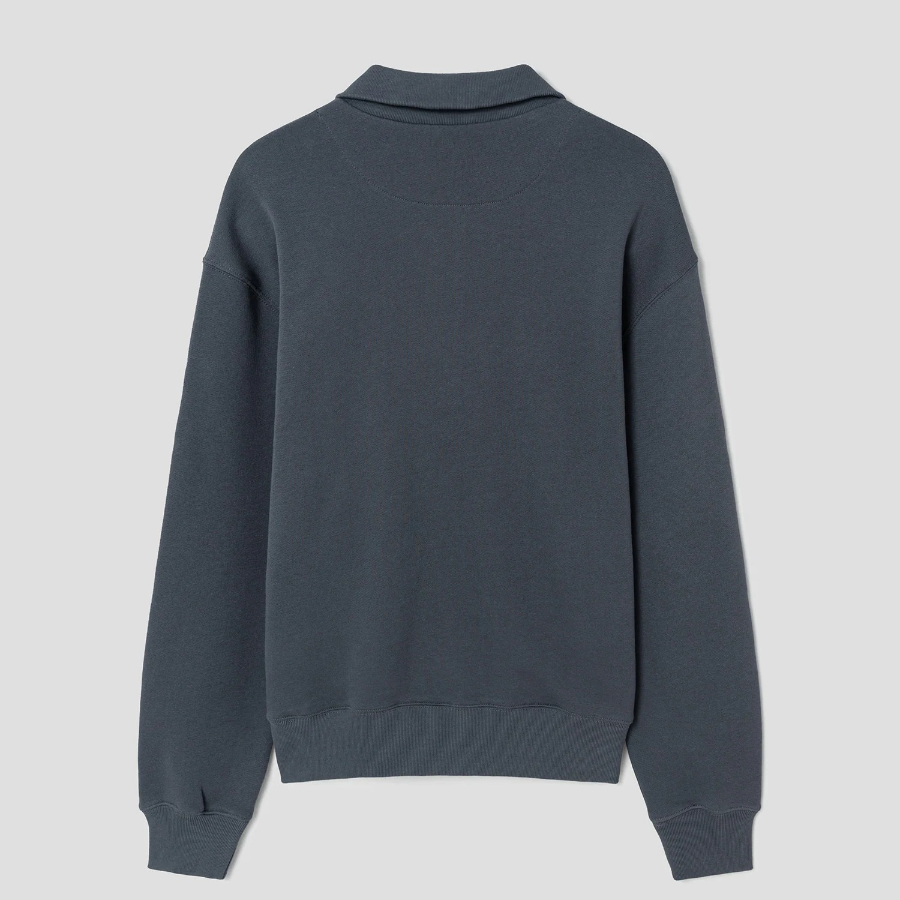 Maison Kitsune Men Bold Fox Head Patch Comfort Half Zipped Sweatshirt - Slate Grey