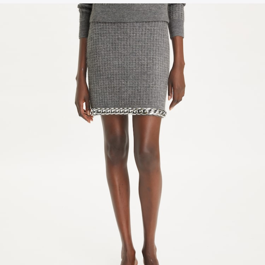 TORY BURCH Chain Mini Skirt – Gray