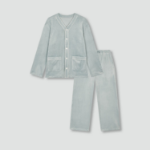 JAJU Mink Fleece V-Neck Pajama Set – Mint