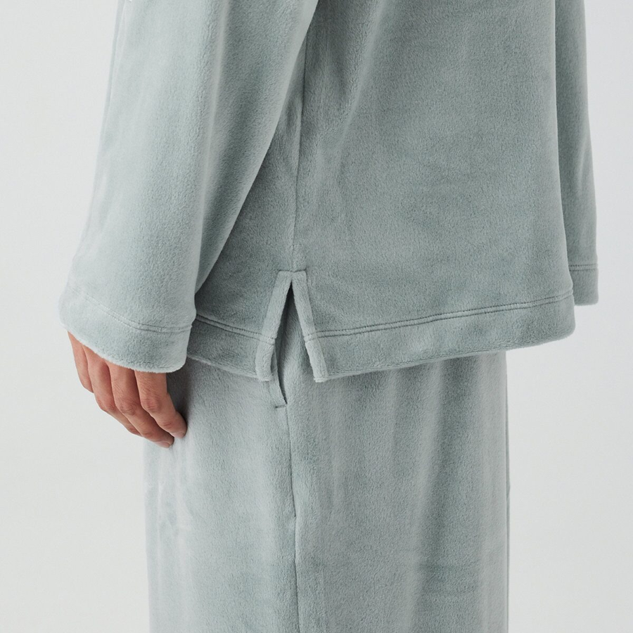 JAJU Mink Fleece V-Neck Pajama Set – Mint