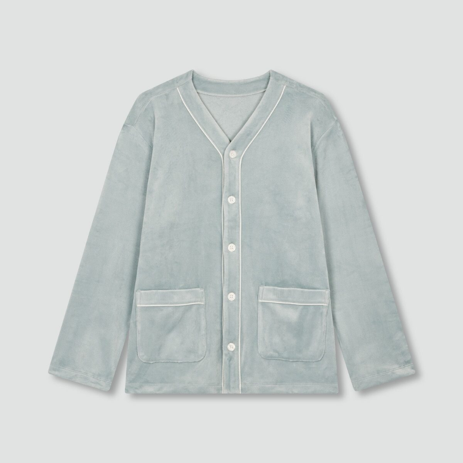 JAJU Mink Fleece V-Neck Pajama Set – Mint