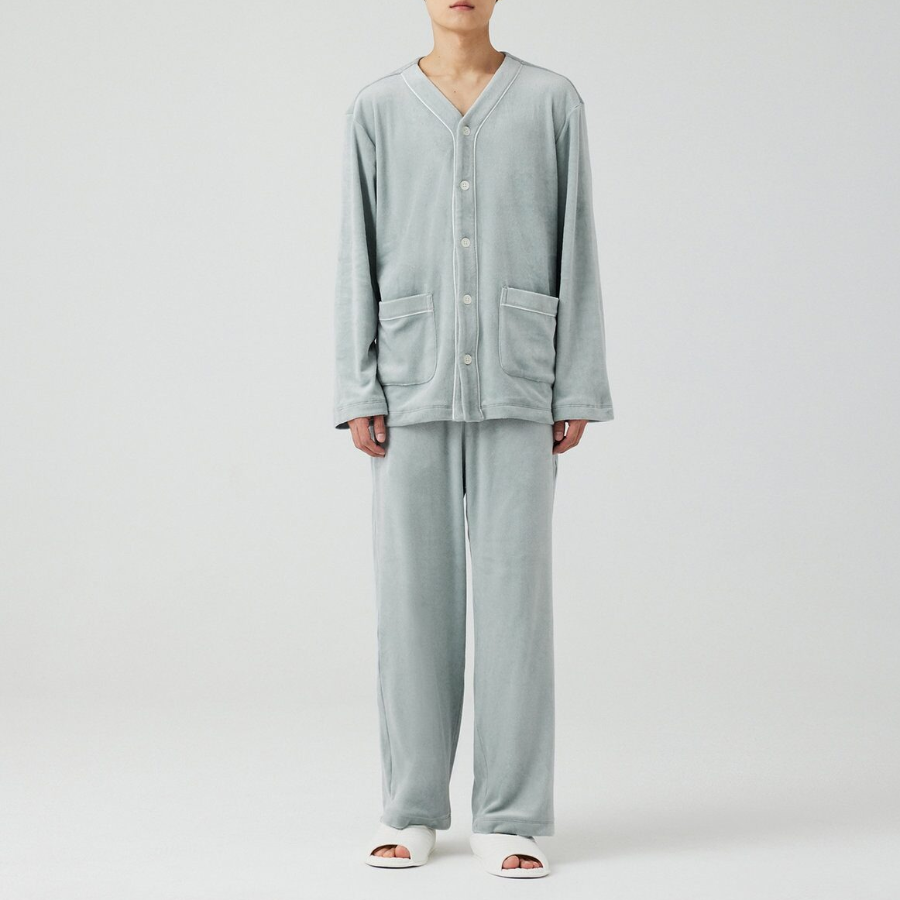 JAJU Mink Fleece V-Neck Pajama Set – Mint