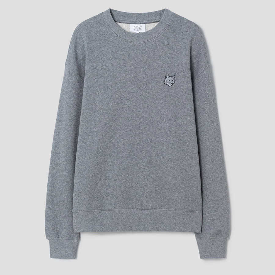 Maison Kitsune Men Bold Fox Head Patch Comfort Sweatshirt - Medium Grey Melange