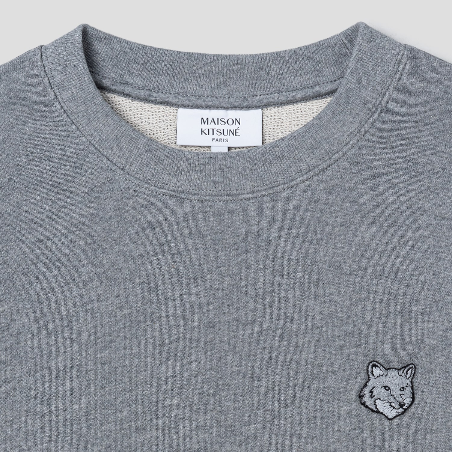Maison Kitsune Men Bold Fox Head Patch Comfort Sweatshirt - Medium Grey Melange