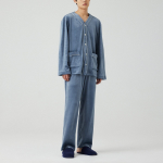 JAJU Mink Fleece V-Neck Pajama Set – Blue