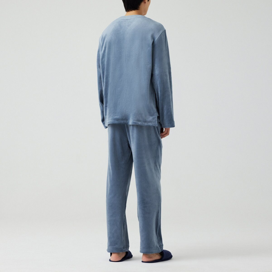 JAJU Mink Fleece V-Neck Pajama Set – Blue