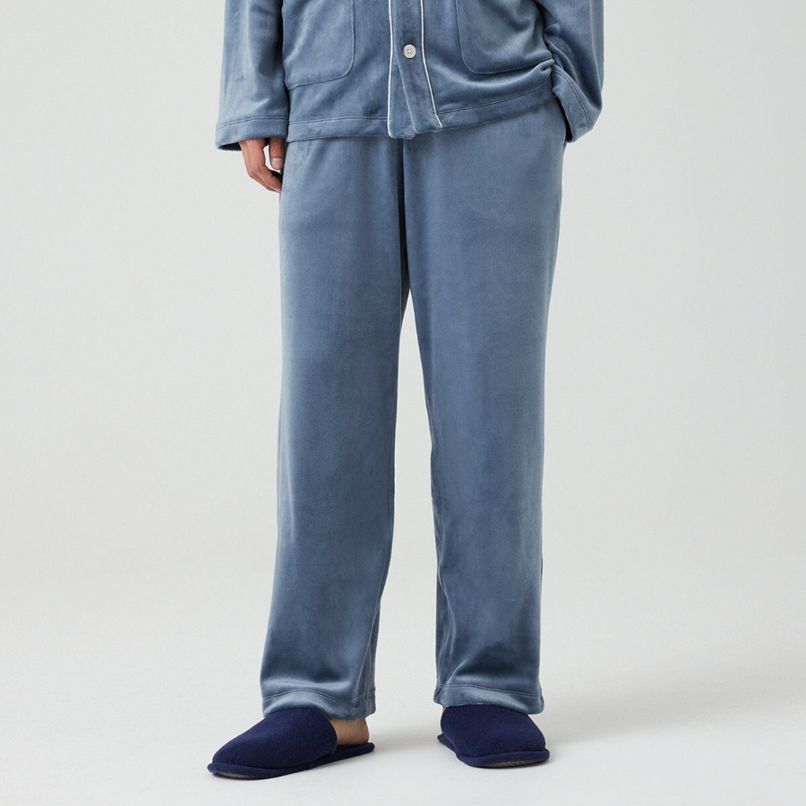 JAJU Mink Fleece V-Neck Pajama Set – Blue