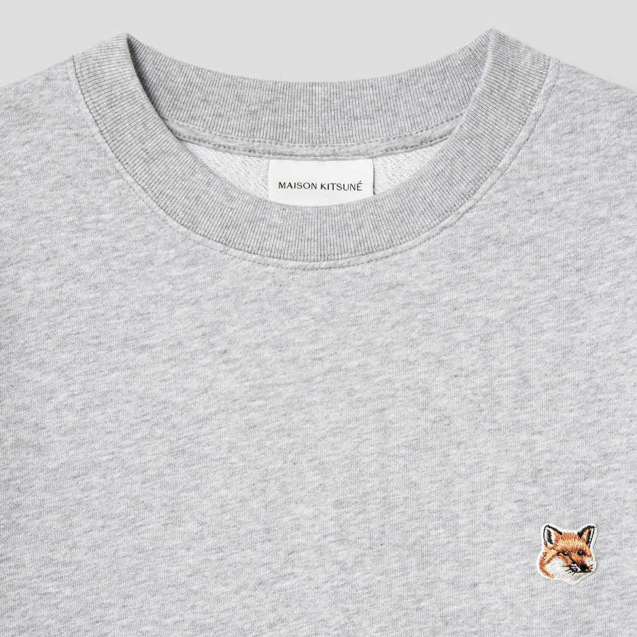 Maison Kitsune Men Fox Head Patch Regular Sweatshirt - Light Grey Melange
