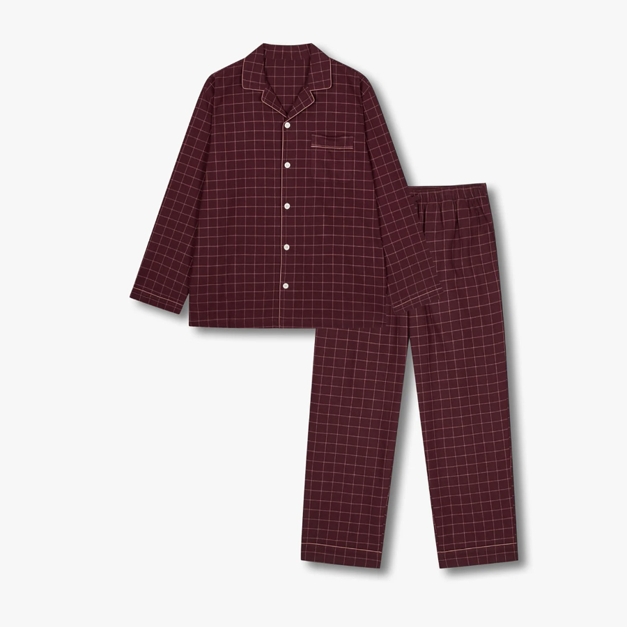 JAJU Flannel Pajama Set – Dark Burgundy