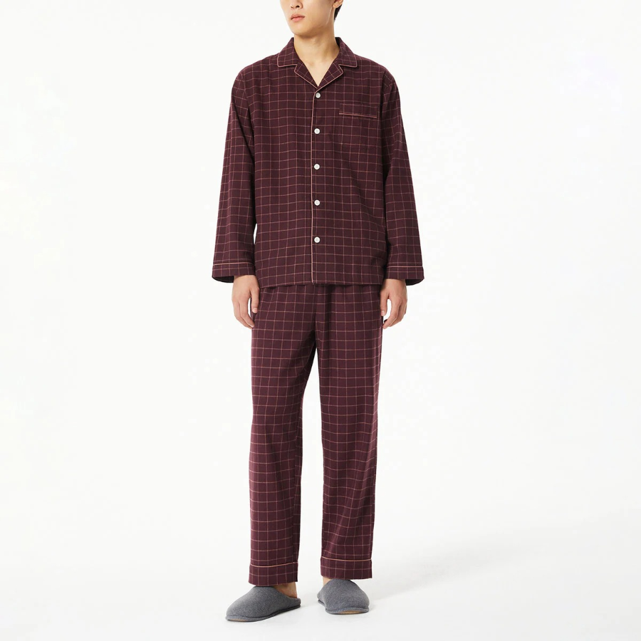 JAJU Flannel Pajama Set – Dark Burgundy