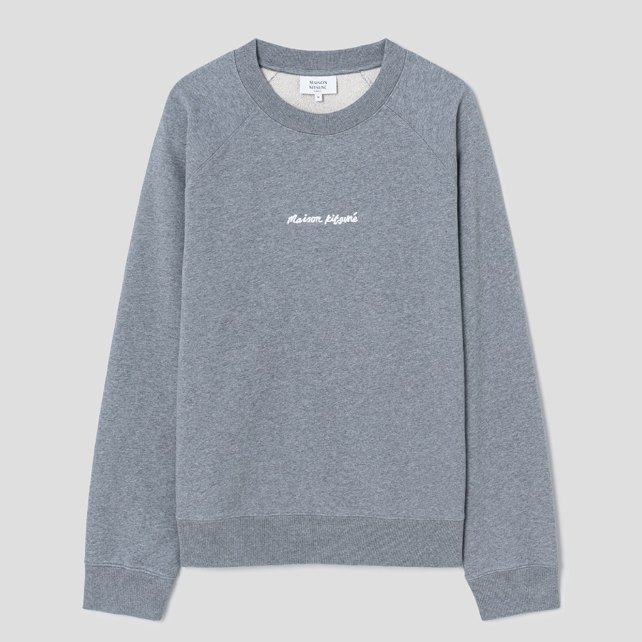 Maison Kitsune Men Maison Kitsune Embroidery Oversize Raglan Sweatshirt - Medium Grey Melange