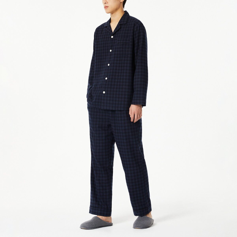 JAJU Flannel Pajama Set – Dark Navy