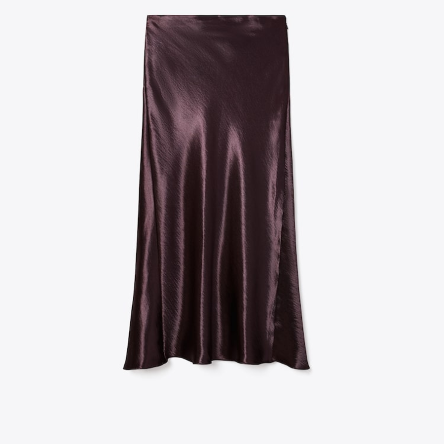 TORY BURCH Satin Skirt – Deep Garnet