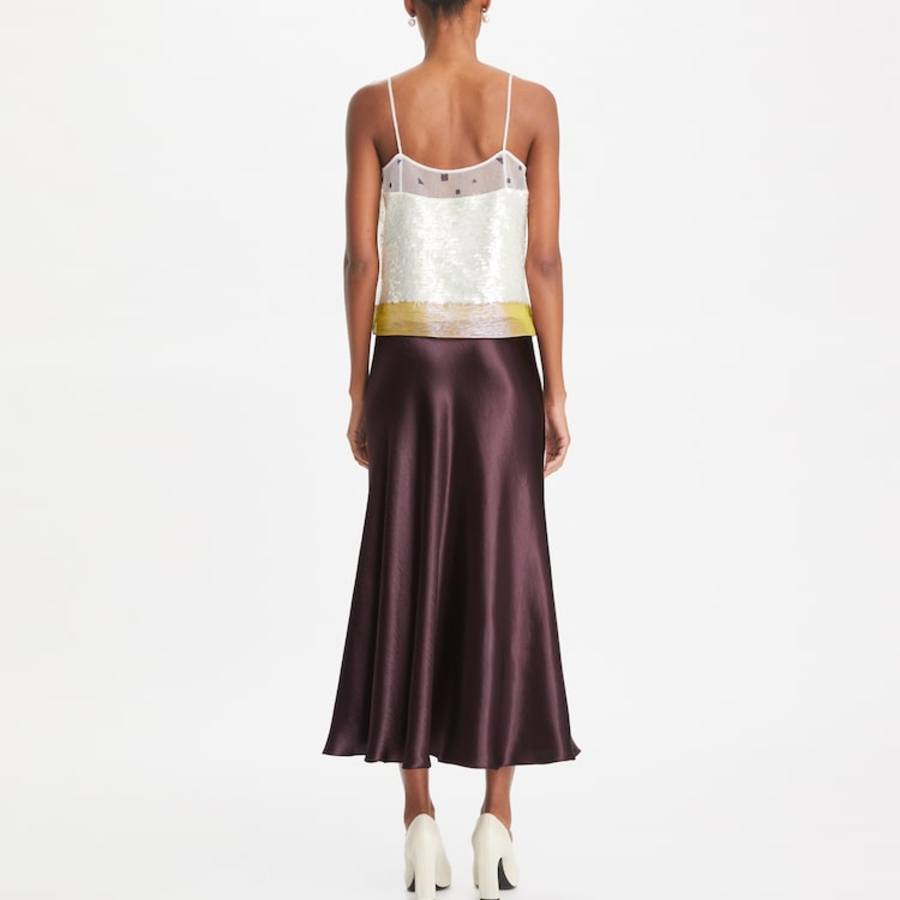 TORY BURCH Satin Skirt – Deep Garnet