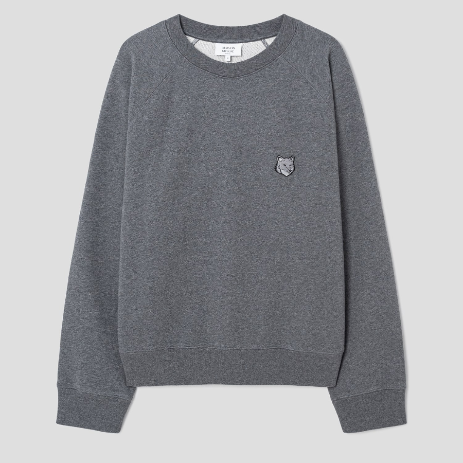 Maison Kitsune Men Bold Fox Head Patch Oversize Sweatshirt - Dark Grey Melange
