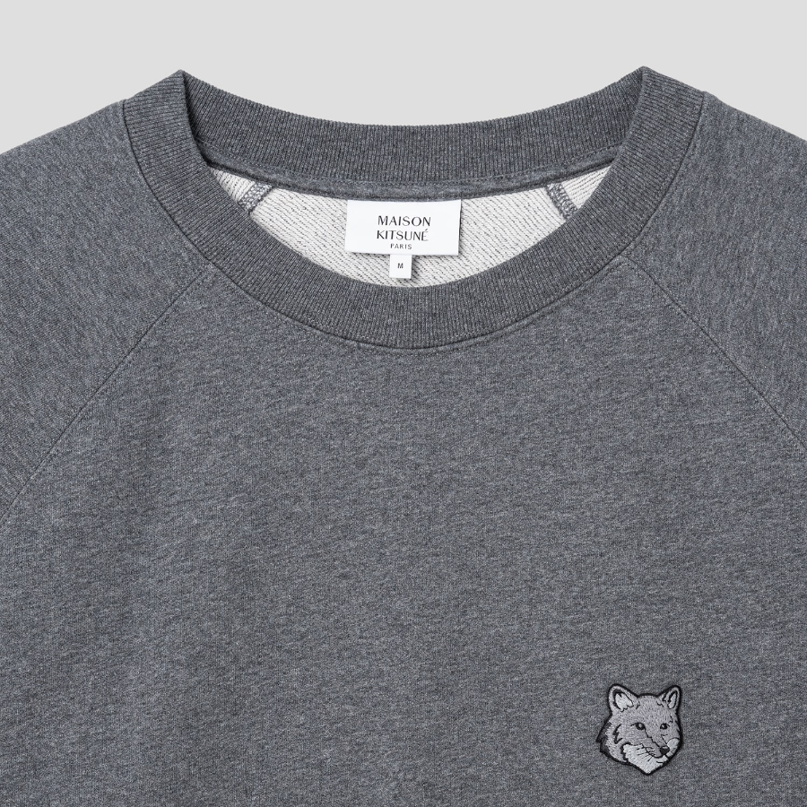 Maison Kitsune Men Bold Fox Head Patch Oversize Sweatshirt - Dark Grey Melange