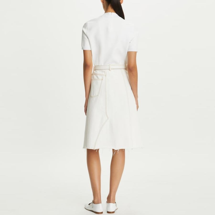 TORY BURCH Denim Deconstructed Skirt – Chalk