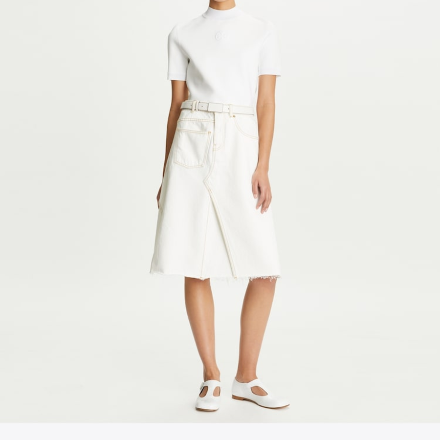 TORY BURCH Denim Deconstructed Skirt – Chalk