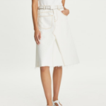 TORY BURCH Denim Deconstructed Skirt – Chalk