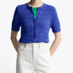 TOMMY HILFIGER [Official Headquarters] [Online Exclusive] Cable Short Sleeve Cardigan