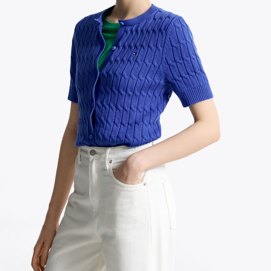 TOMMY HILFIGER [Official Headquarters] [Online Exclusive] Cable Short Sleeve Cardigan
