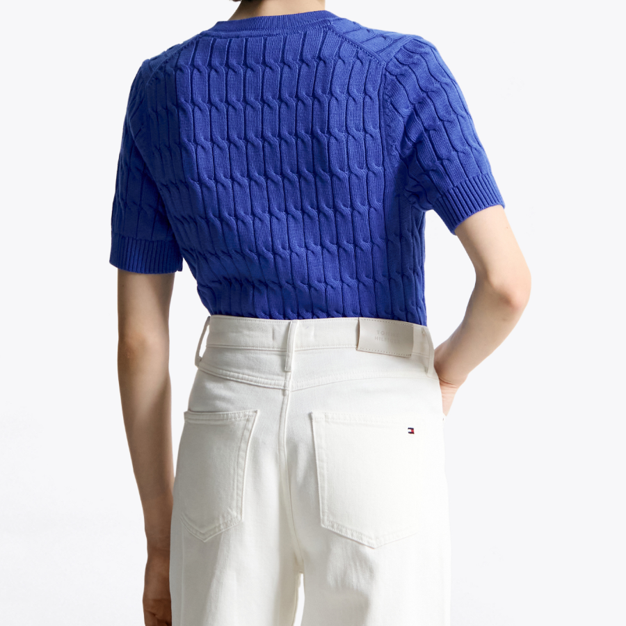 TOMMY HILFIGER [Official Headquarters] [Online Exclusive] Cable Short Sleeve Cardigan