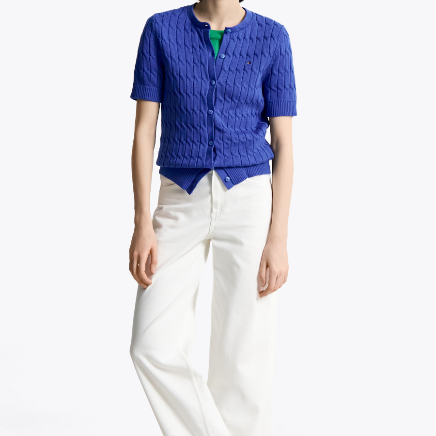 TOMMY HILFIGER [Official Headquarters] [Online Exclusive] Cable Short Sleeve Cardigan
