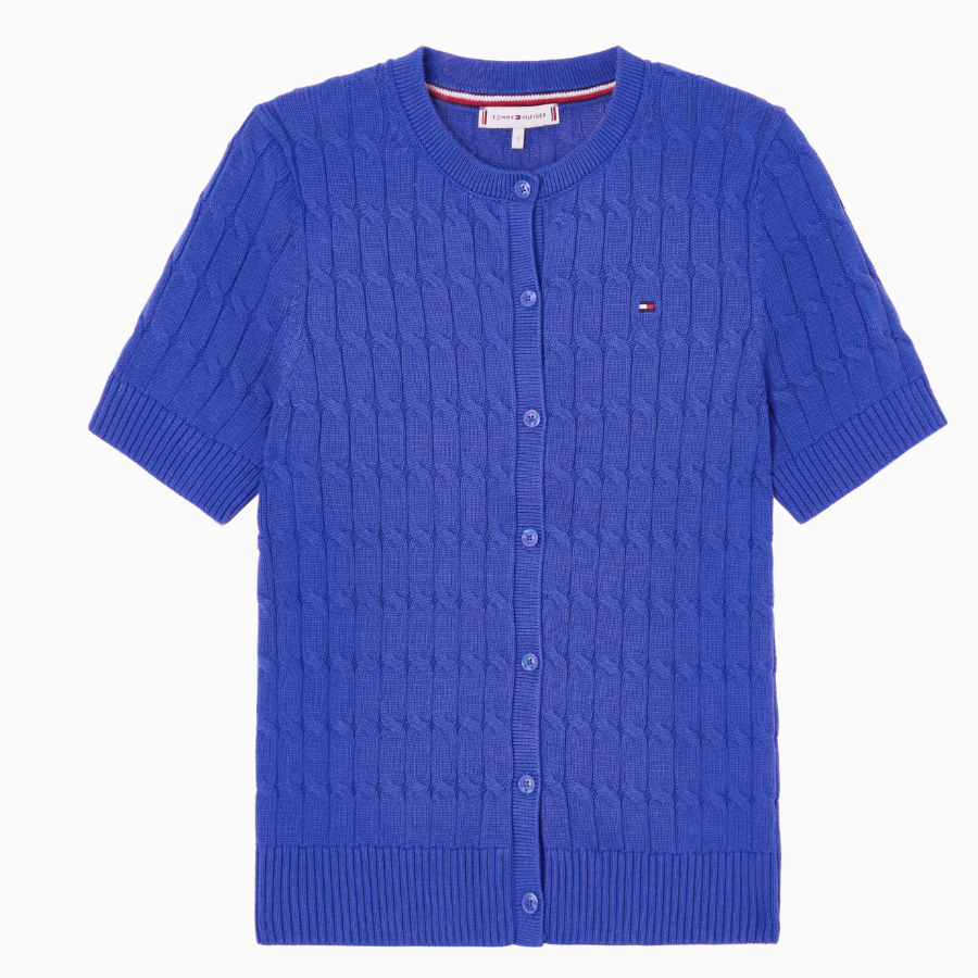 TOMMY HILFIGER [Official Headquarters] [Online Exclusive] Cable Short Sleeve Cardigan