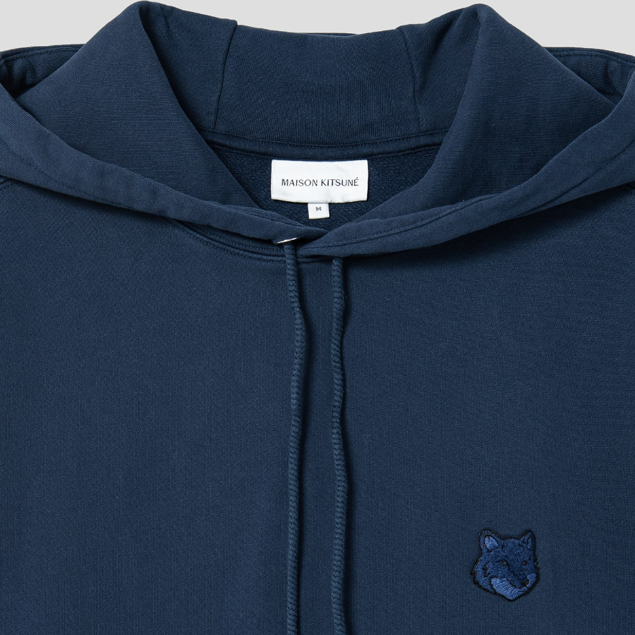 Maison Kitsune Men Tonal Fox Head Patch Oversize Hoodie - Deep Navy