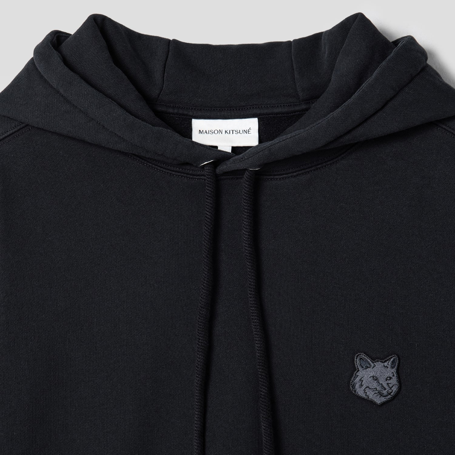 Maison Kitsune Men Tonal Fox Head Patch Oversize Hoodie - Black