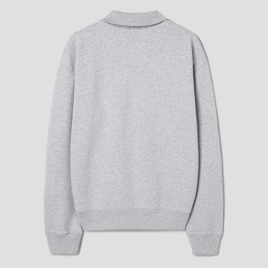 Maison Kitsune Men Fox Head Patch Comfort Half Zip Sweatshirt - Light Grey Melange