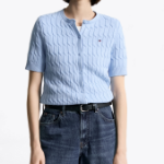 TOMMY HILFIGER [Official Headquarters] Cable Short Sleeve Cardigan
