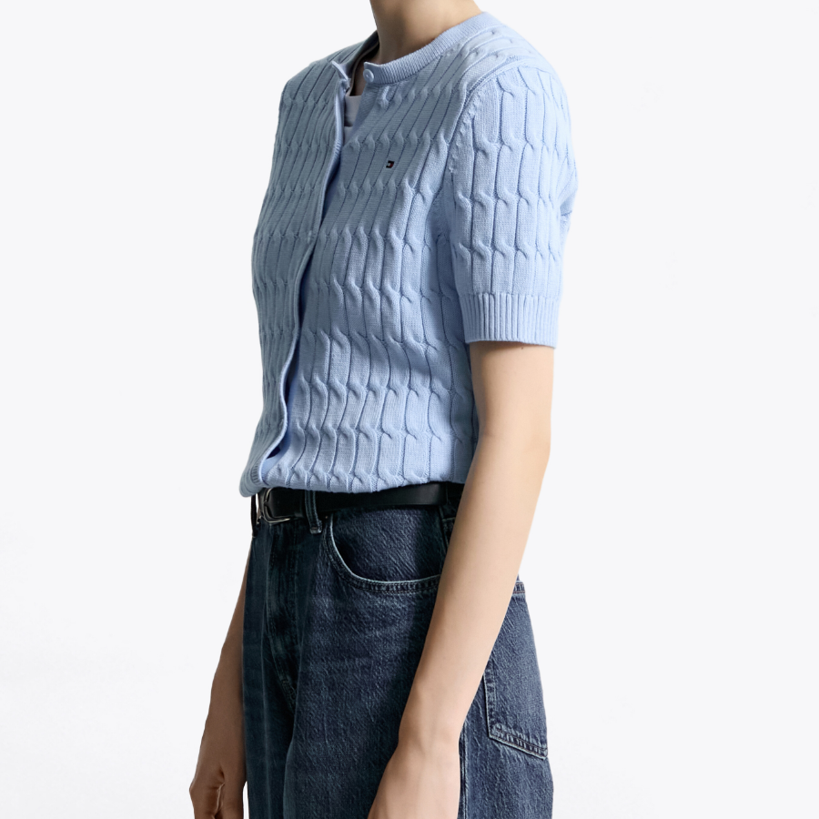 TOMMY HILFIGER [Official Headquarters] Cable Short Sleeve Cardigan