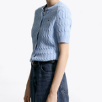 TOMMY HILFIGER [Official Headquarters] Cable Short Sleeve Cardigan